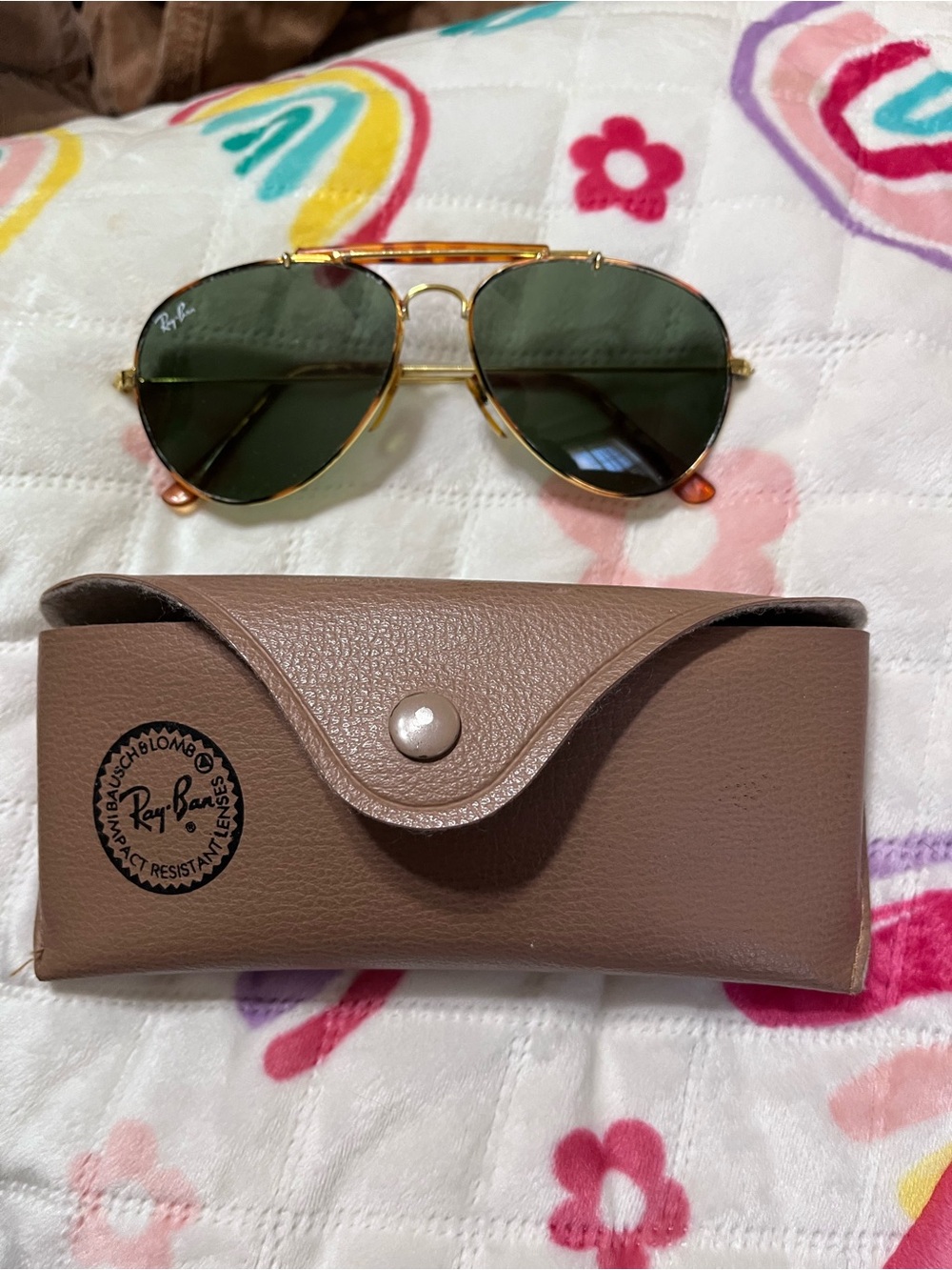 Vintage80s Ray-Ban Outdoorsman II Tortuga Tortoise Brown B-15 Aviator Sunglasses